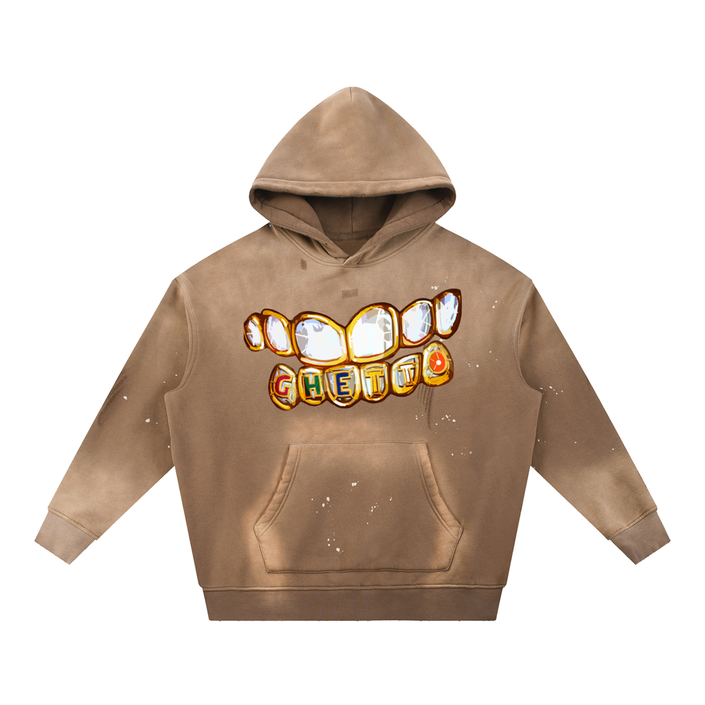 Grill Vintage Washed Frayed Fleece Hoodie