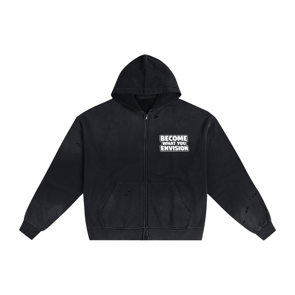 Lock in Hand-Frayed Sunfade Zip Hoodie