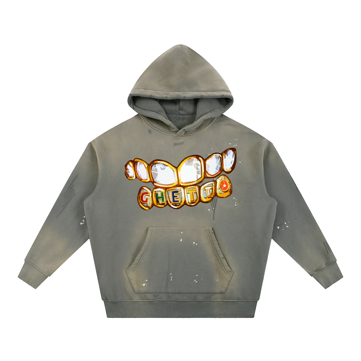 Grill Vintage Washed Frayed Fleece Hoodie