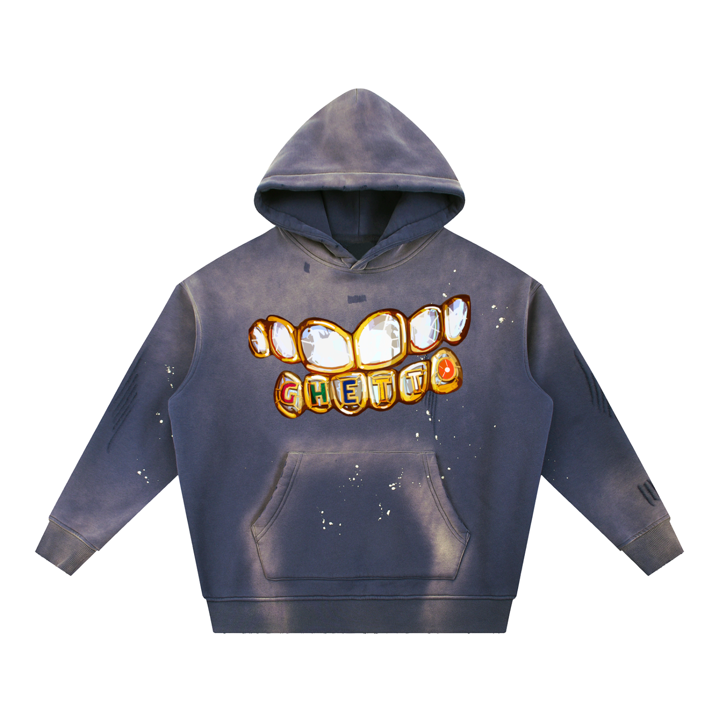 Grill Vintage Washed Frayed Fleece Hoodie