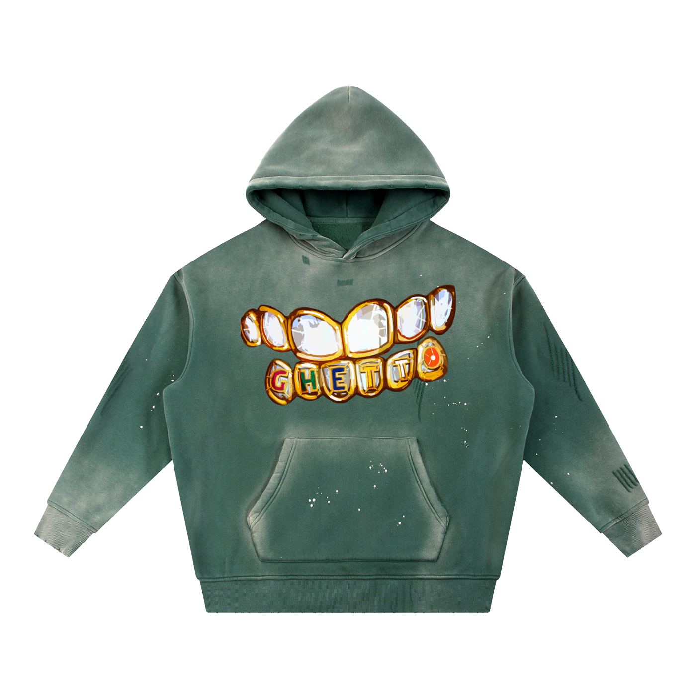 Grill Vintage Washed Frayed Fleece Hoodie
