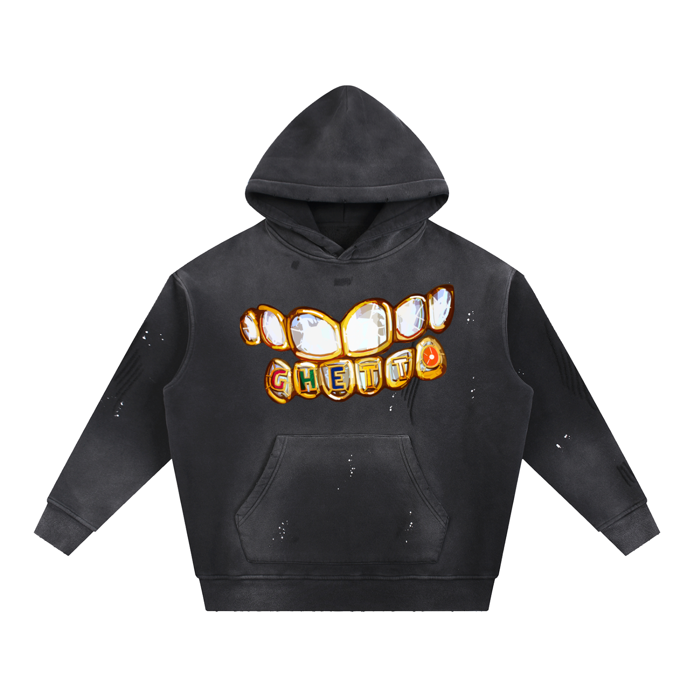 Grill Vintage Washed Frayed Fleece Hoodie